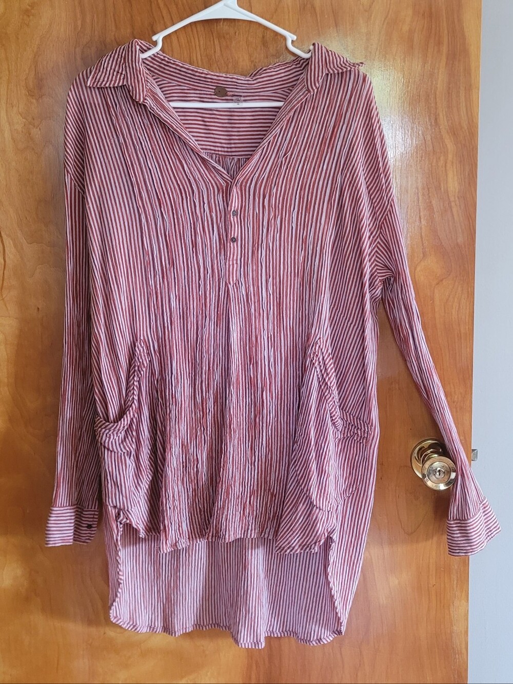 Free People Rose-Striped Button Front Tunic